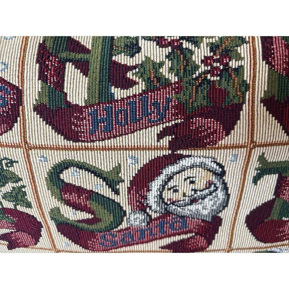 Christmas Needlepoint Cross Stitch Throw Pillow 16”w x 12”h